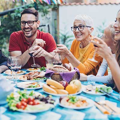 Group enjoying dinner